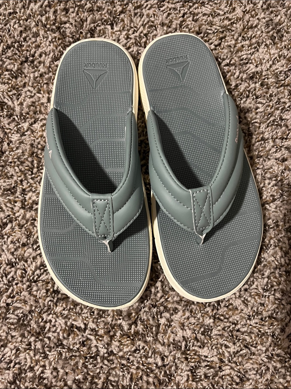Reebok Gray and Cream Flip Flop Sandals